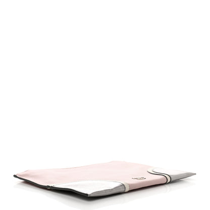 Prada Metallic Saffiano Hand Strap Clutch Pink Silver 4 of 7