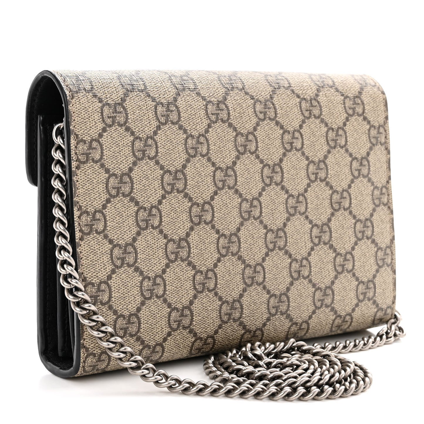 GG Supreme Monogram Mini Dionysus Chain Wallet Beige Black