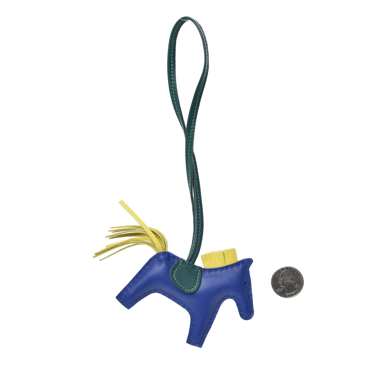 Hermes Milo Lambskin Grigri Rodeo Horse Bag Charm PM Bleu Electrique Lime Malachite 2 of 5