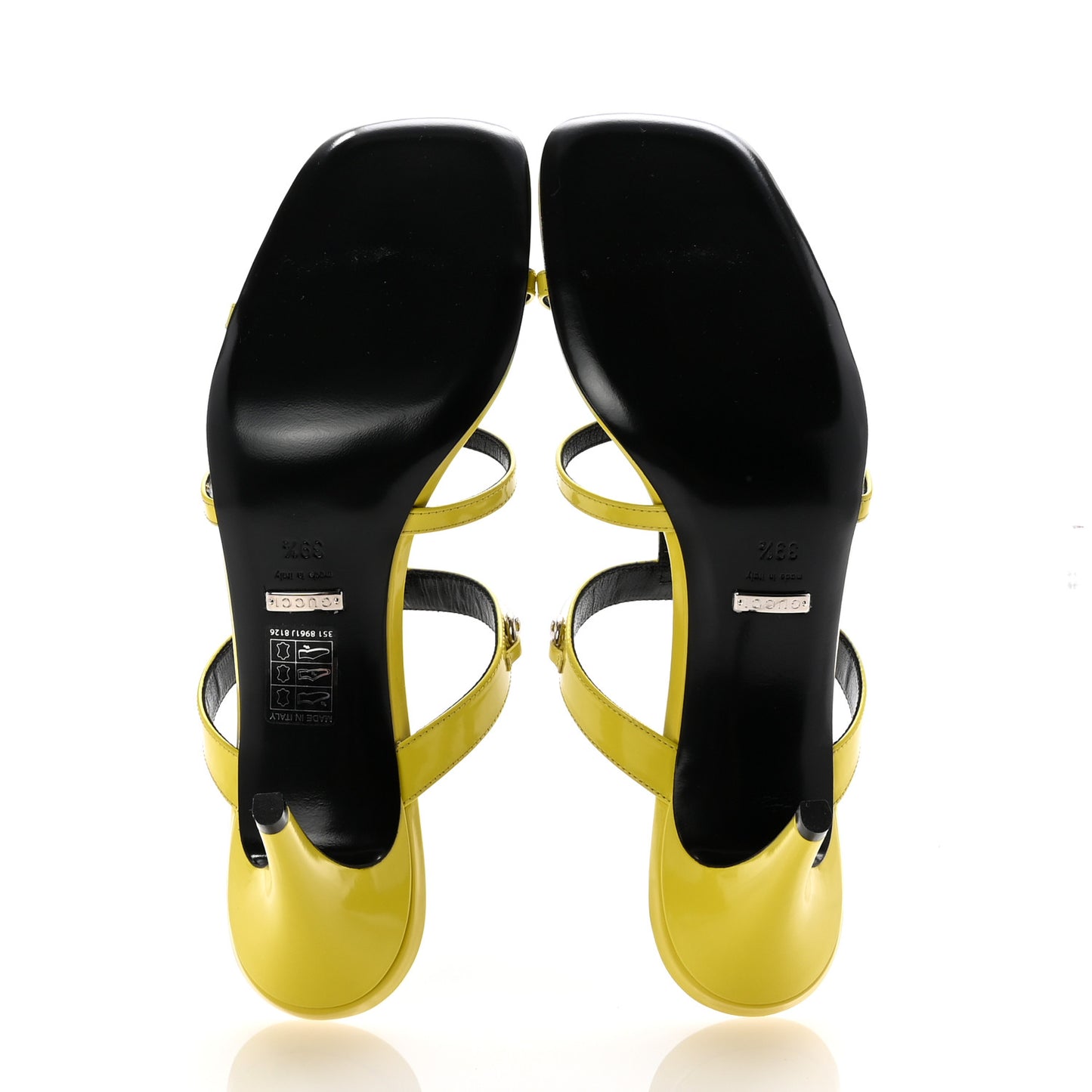 Patent Calfskin Horsebit Divine 75mm Slide Sandals 39.5 Acid Lime