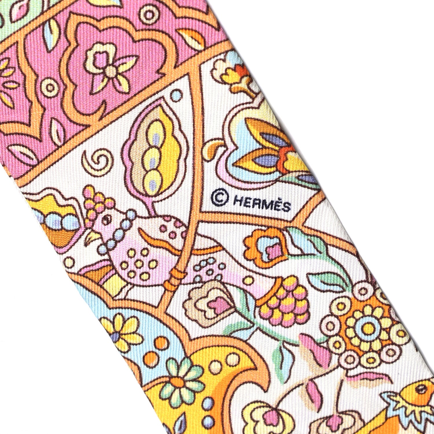 Hermes Silk Au Pays Des Oiseaux Fleurs Twilly 3 of 4