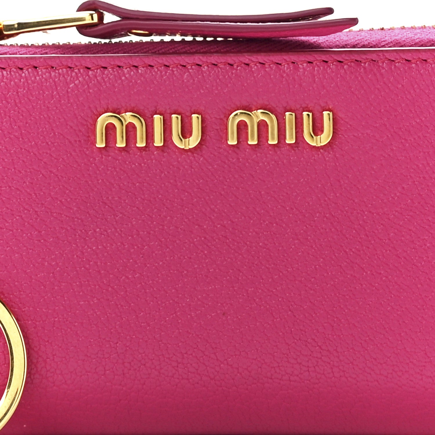 Miu Miu Goatskin Madras Zip Compact Wallet Pink 7 of 11