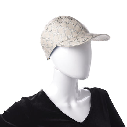 Gucci Canvas Lame GG Monogram Rush Baseball Hat M Gardenia Silver 2 of 9