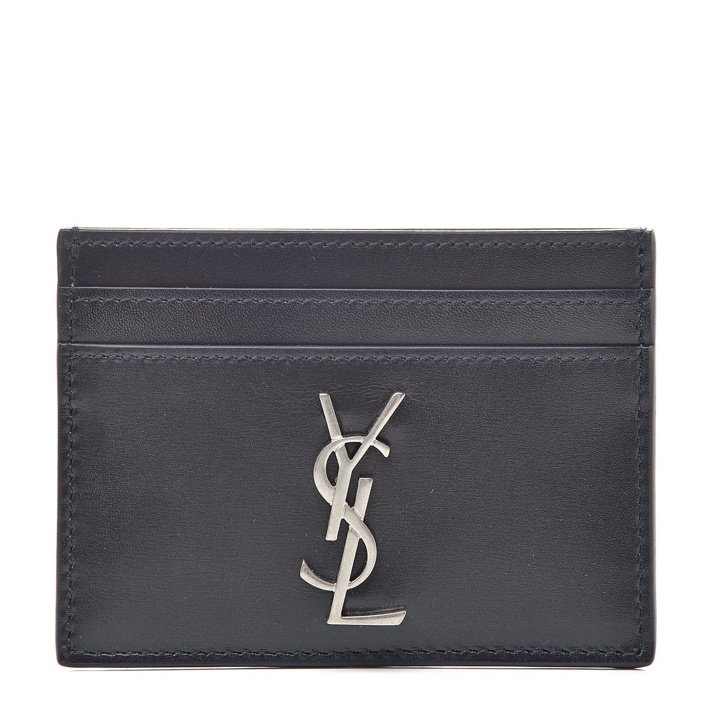 Calfskin Monogram Credit Card Case Dark Notte