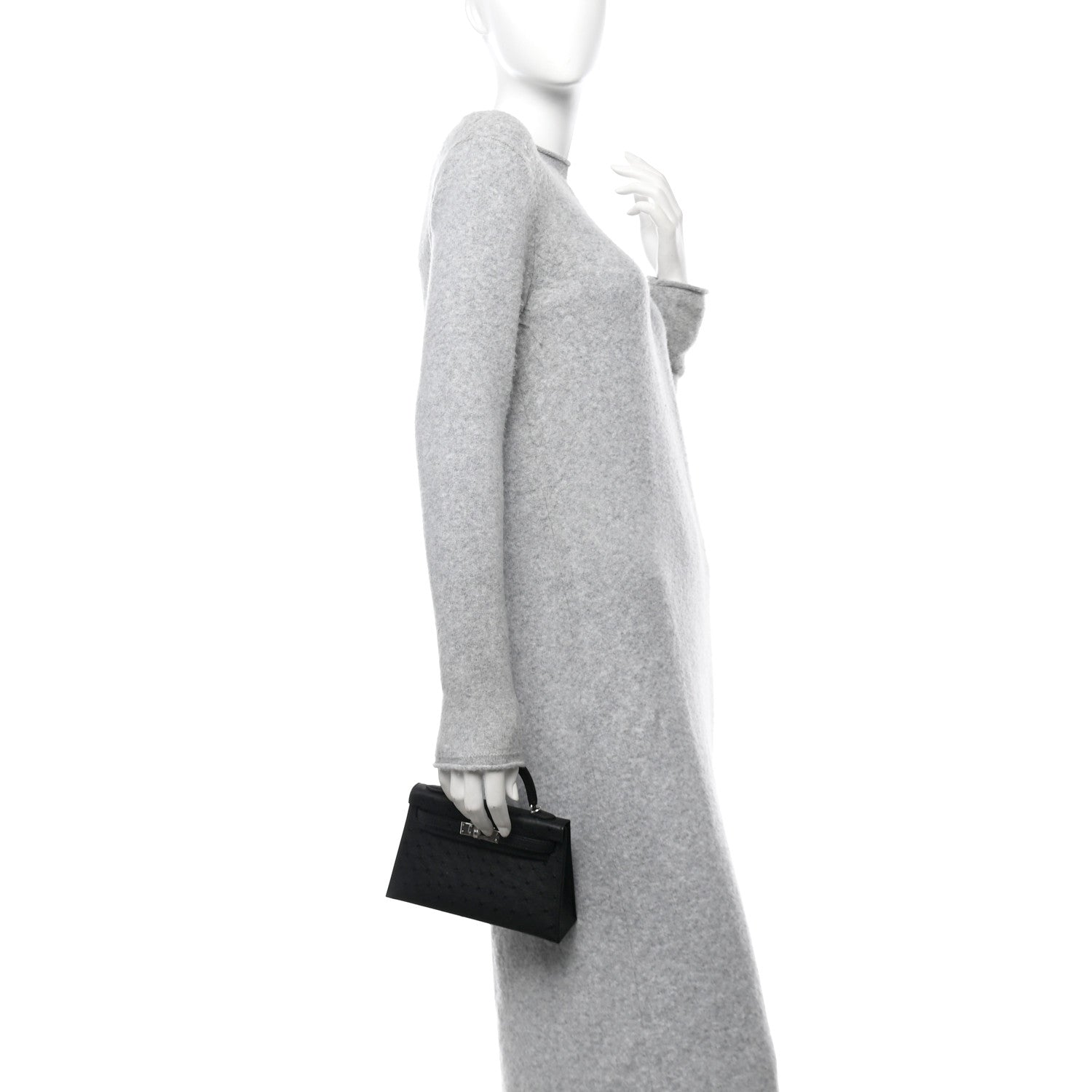 Hermes Ostrich Kelly Sellier Mini 20 Black 2 of 11