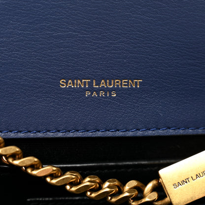 Saint Laurent Canvas Small Monogram Hibiscus Print Kate Satchel Blue 7 of 9
