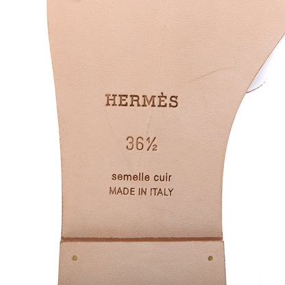 Hermes Box Calfskin Oran Sandals 36.5 White 8 of 9