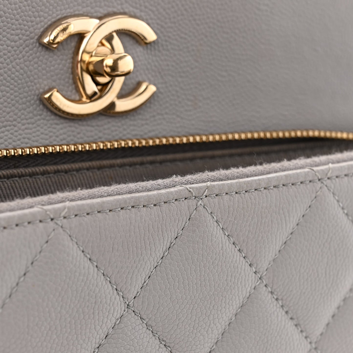 Caviar Quilted Small Business Affinity Shopping Bag Grey