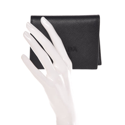 Prada Saffiano Shine Bi-Fold Wallet Black 2 of 8