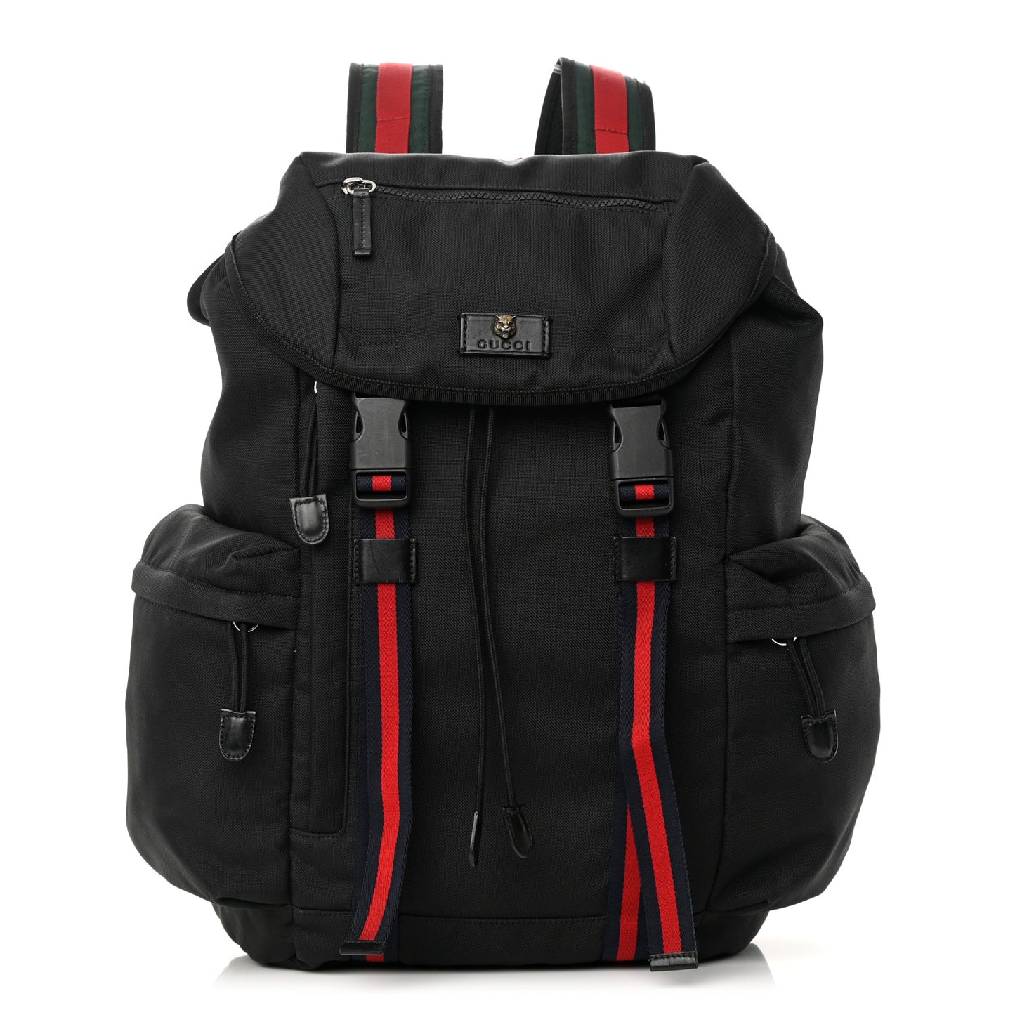 Techno Canvas Web Double Buckle Backpack Black