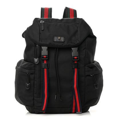 Gucci Techno Canvas Web Double Buckle Backpack Black 1 of 15