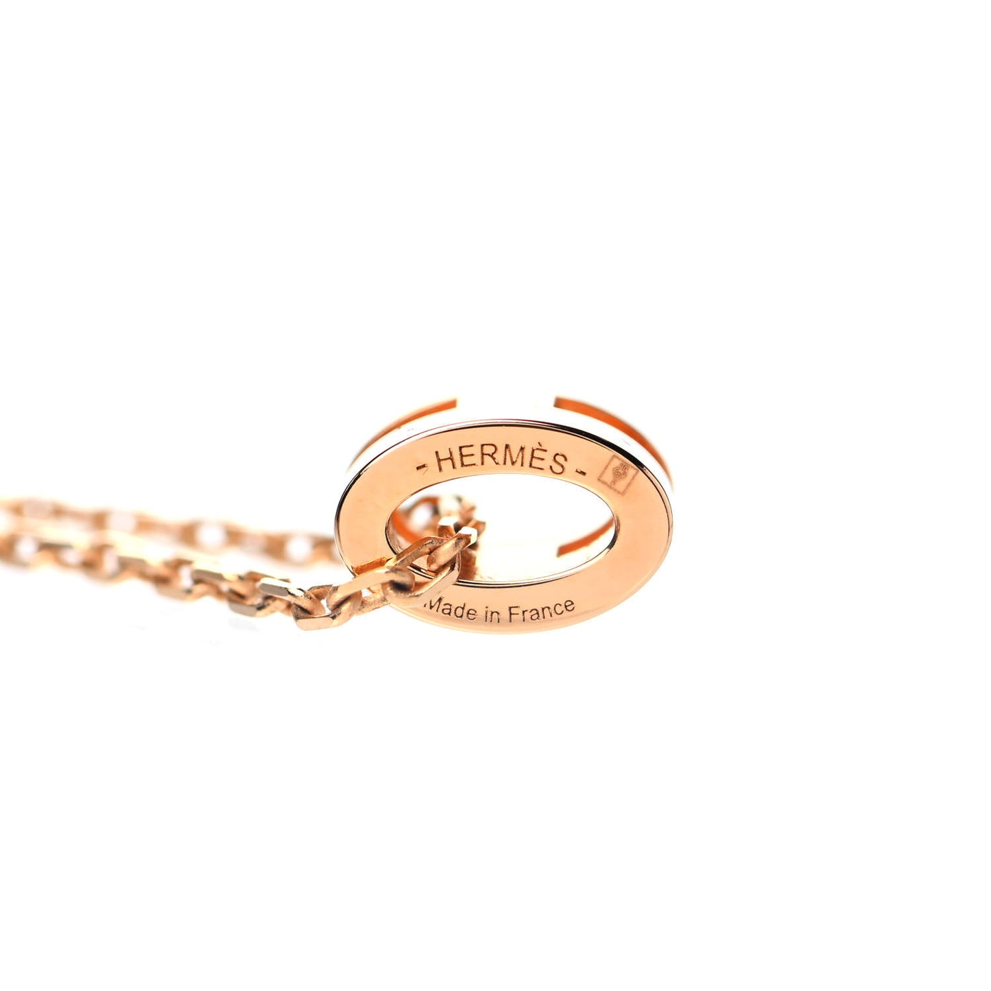 Lacquered Gold Mini Pop H Pendant Necklace White