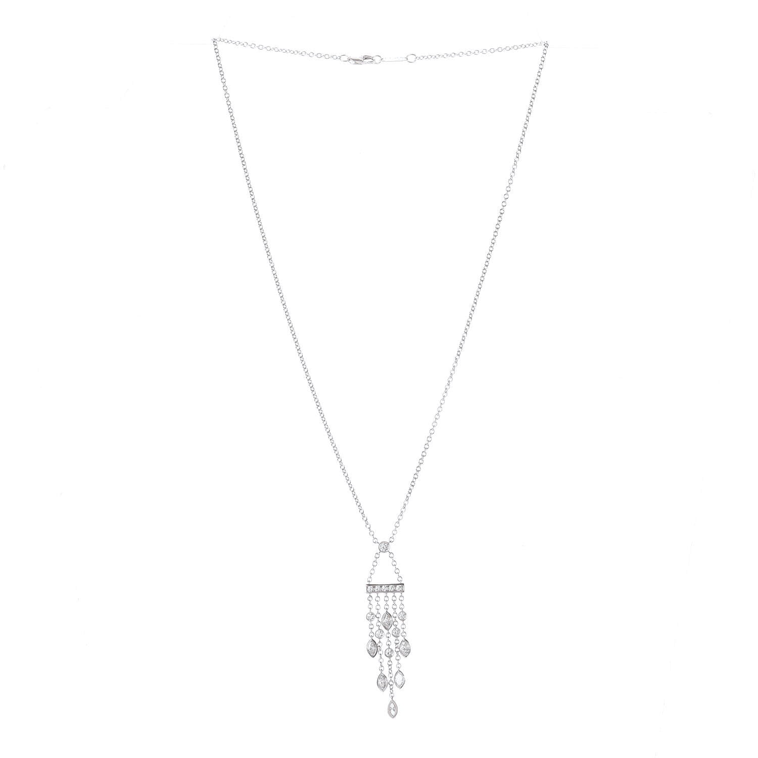 Tiffany Platinum Diamond Swing Chandelier Pendant Necklace 3 of 5