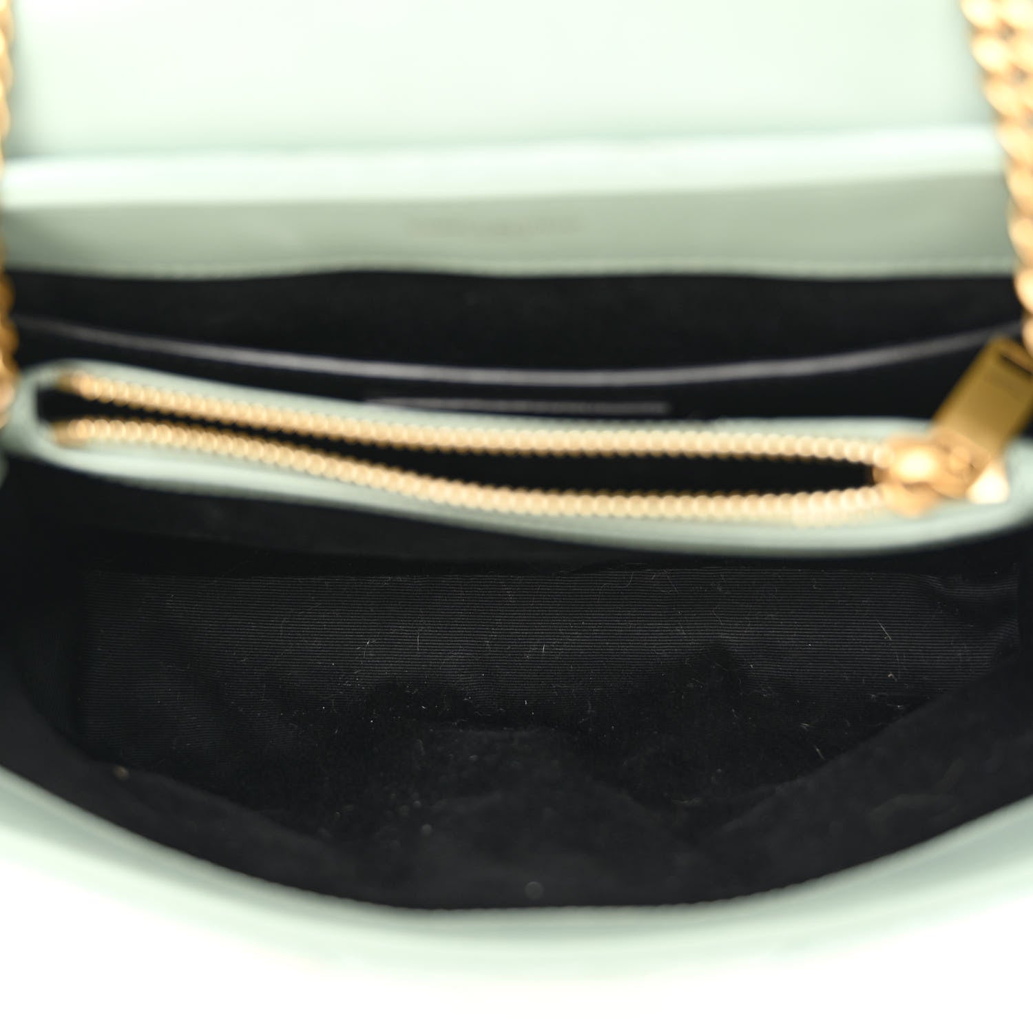 Saint Laurent Suede Calfskin Y Quilted Monogram Small Loulou Chain Satchel Vert Opaline 5 of 10
