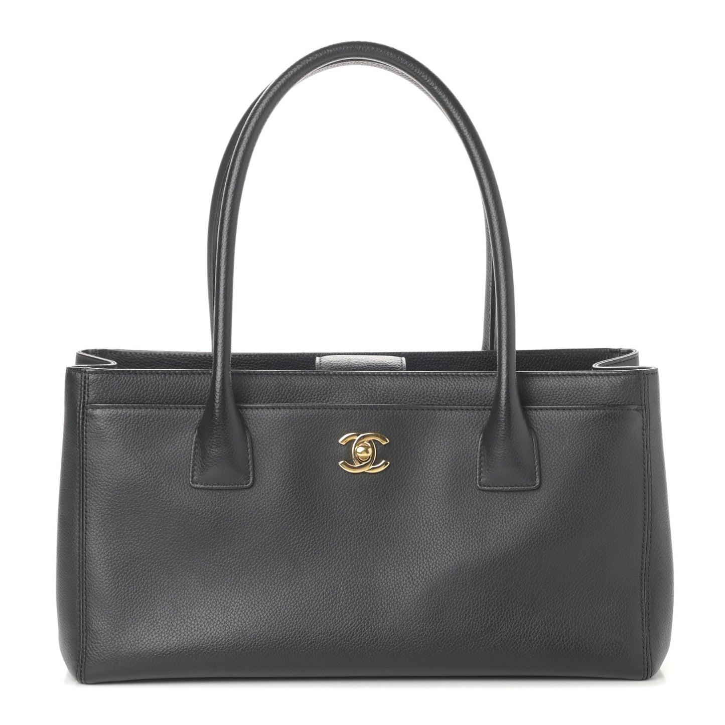 Calfskin Small Cerf Shopper Tote Black