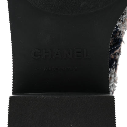 Chanel Tweed Patent Calfskin Pearl Combat Short Boots 39 Black Multicolor 8 of 8