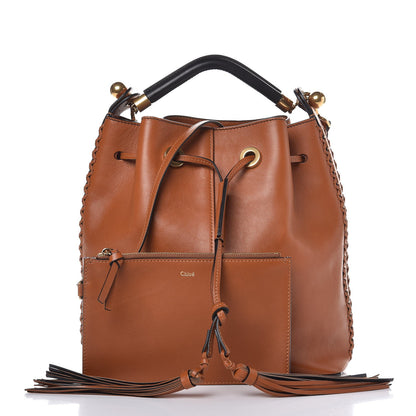 Chloe Calfskin Medium Gala Cross-Stitch Bucket Bag Caramel 4 of 9