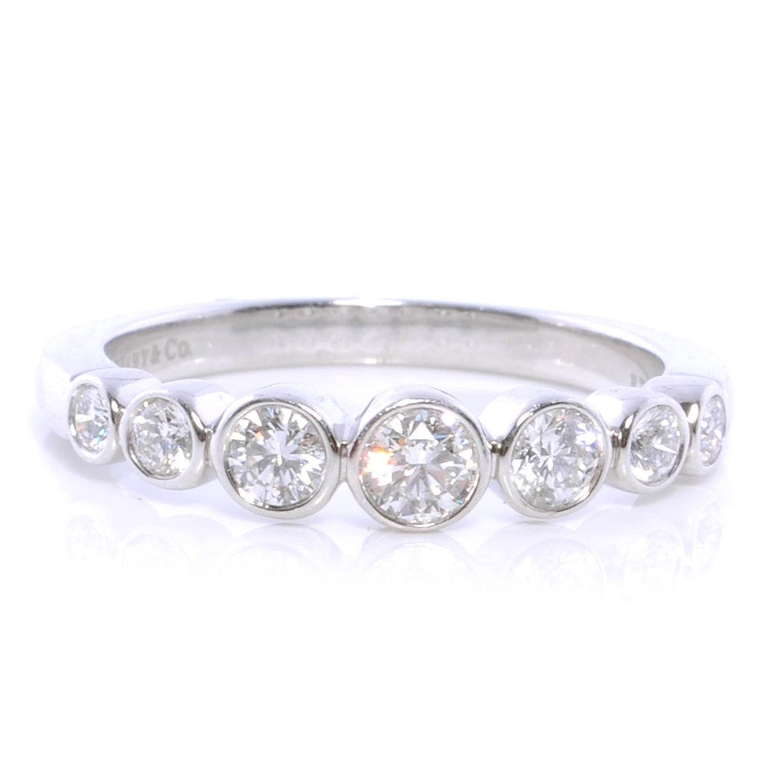 Tiffany Platinum Diamond Jazz Graduated Band Ring 5.5 1 of 7