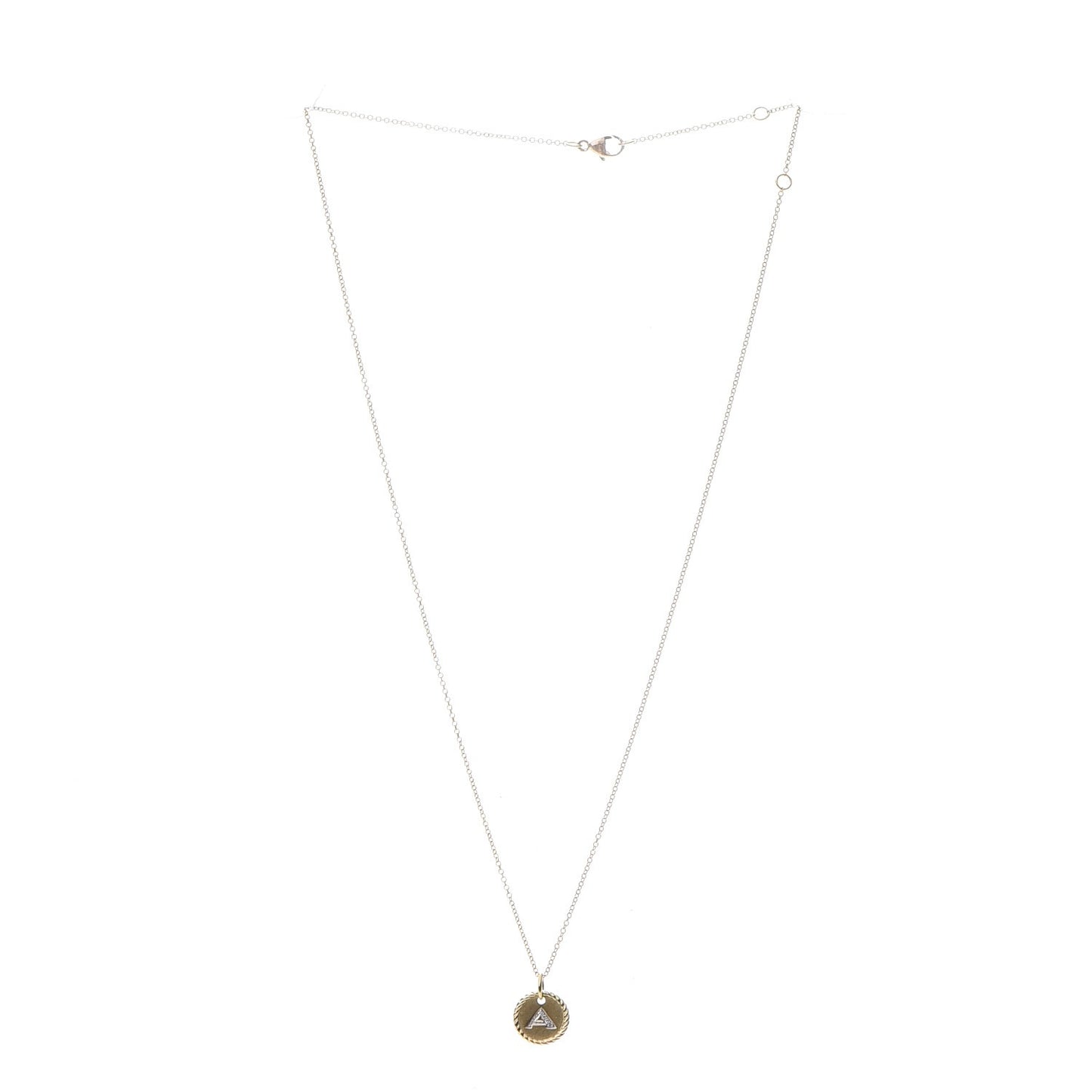 18K Yellow Gold Diamond Initial A Charm Necklace