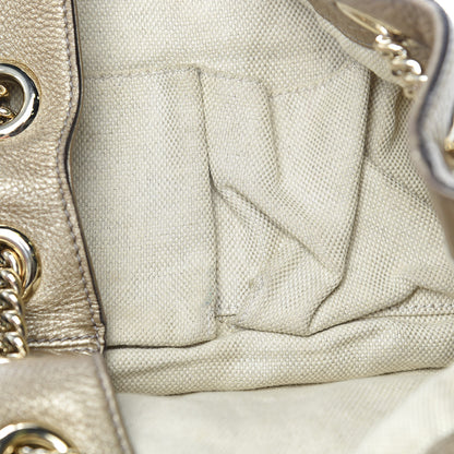 Gucci Metallic Pebbled Calfskin Medium Soho Chain Shoulder Bag Golden Beige 12 of 12