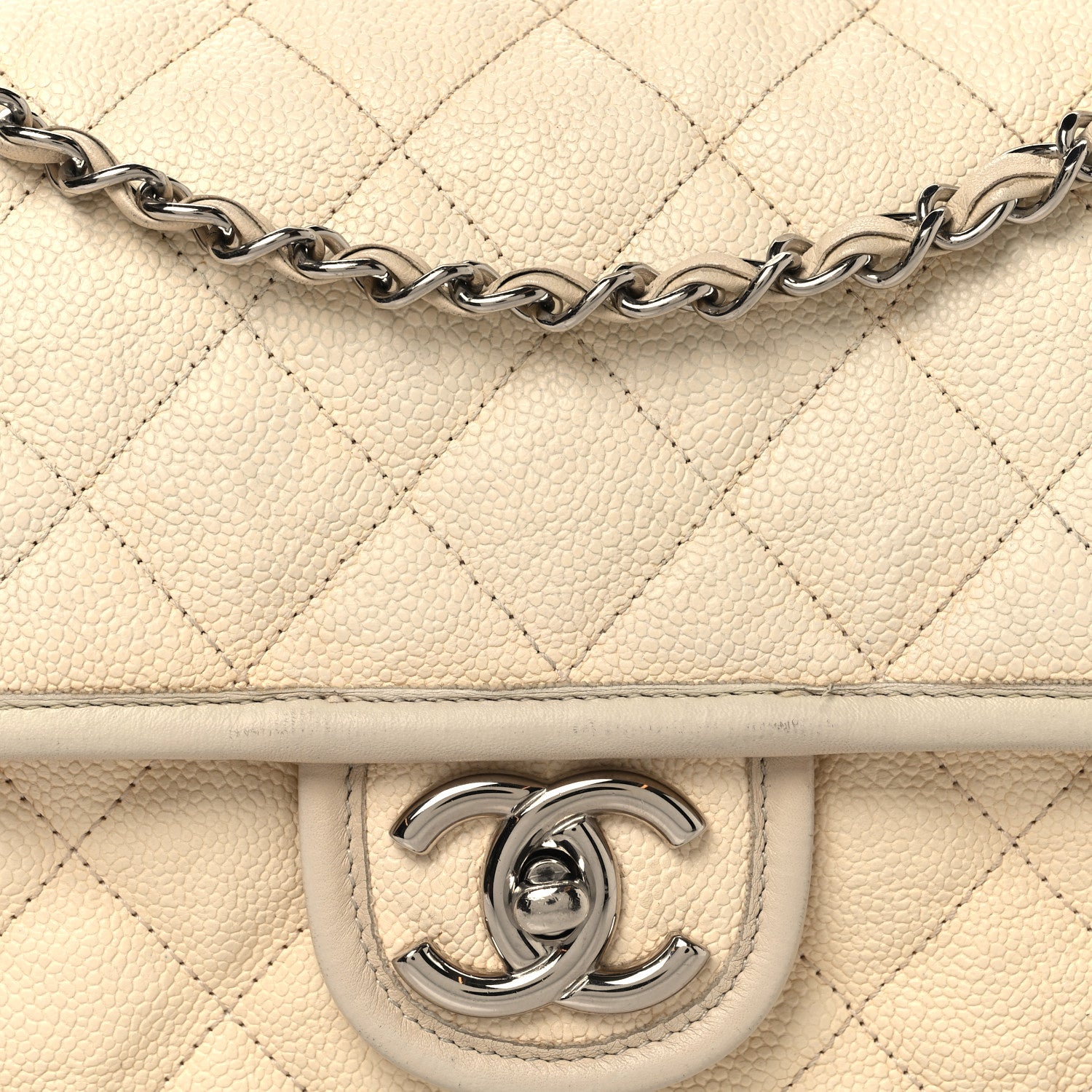 Chanel Caviar Quilted Medium French Riviera Flap White 8 of 12