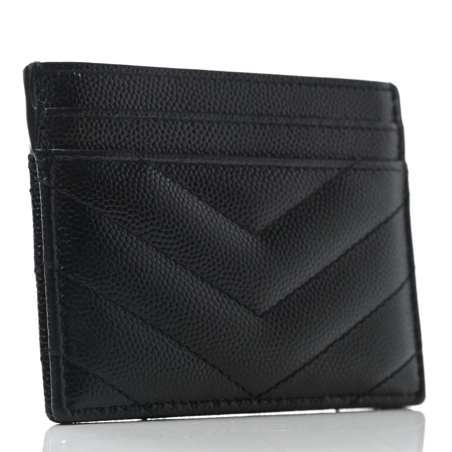 Grain De Poudre Matelasse Chevron Monogram Credit Card Case Black