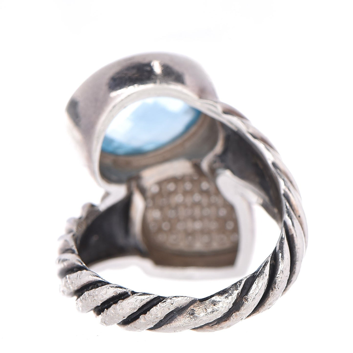 Sterling Silver Blue Topaz Diamond Bypass Renaissance Ring 55 7.25