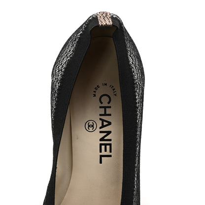 Chanel Lace Lambskin CC Elastic Stretch Pumps 39 Black Silver Rose Gold 7 of 12