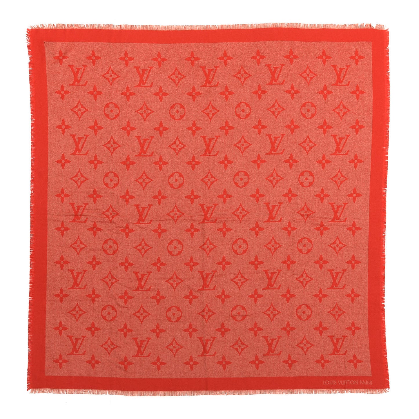 Cashmere Silk Monogram Giant Shawl Red