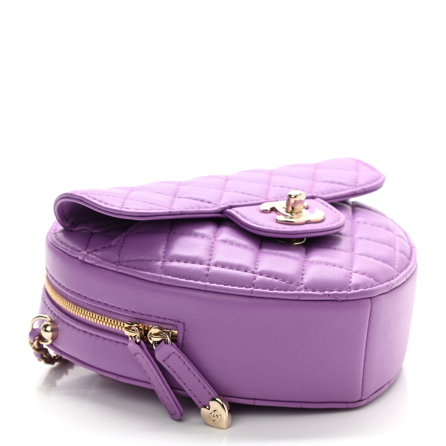 Lambskin Quilted CC In Love Heart Bag Purple