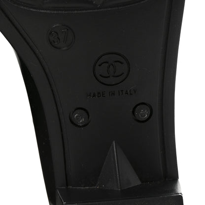 Chanel Rubber Glitter Camellia Rain Boots 37 Black 7 of 8