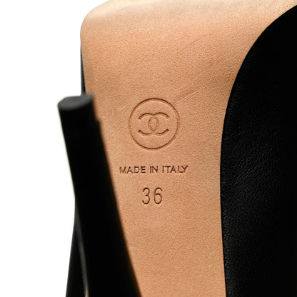 Chanel Lambskin Patent Calfskin Cap Toe CC Pumps 36 Black 8 of 11