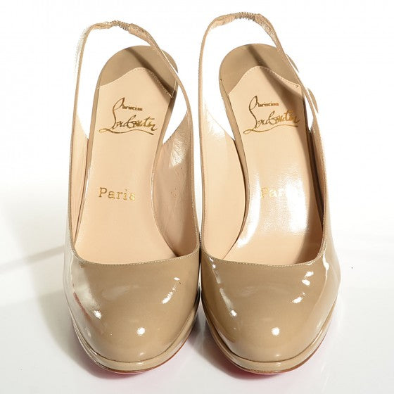 Christian Louboutin Patent Fifi Sling 85 Pumps 40.5 Nude 2 of 14