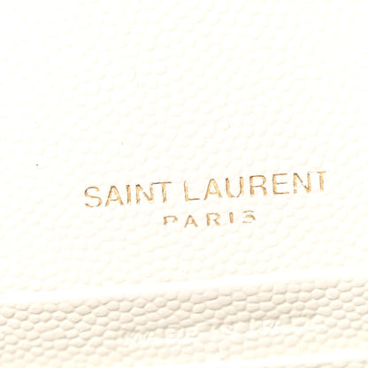 Saint Laurent Grain De Poudre Matelasse Chevron Monogram Envelope Chain Wallet Crema Soft 6 of 11