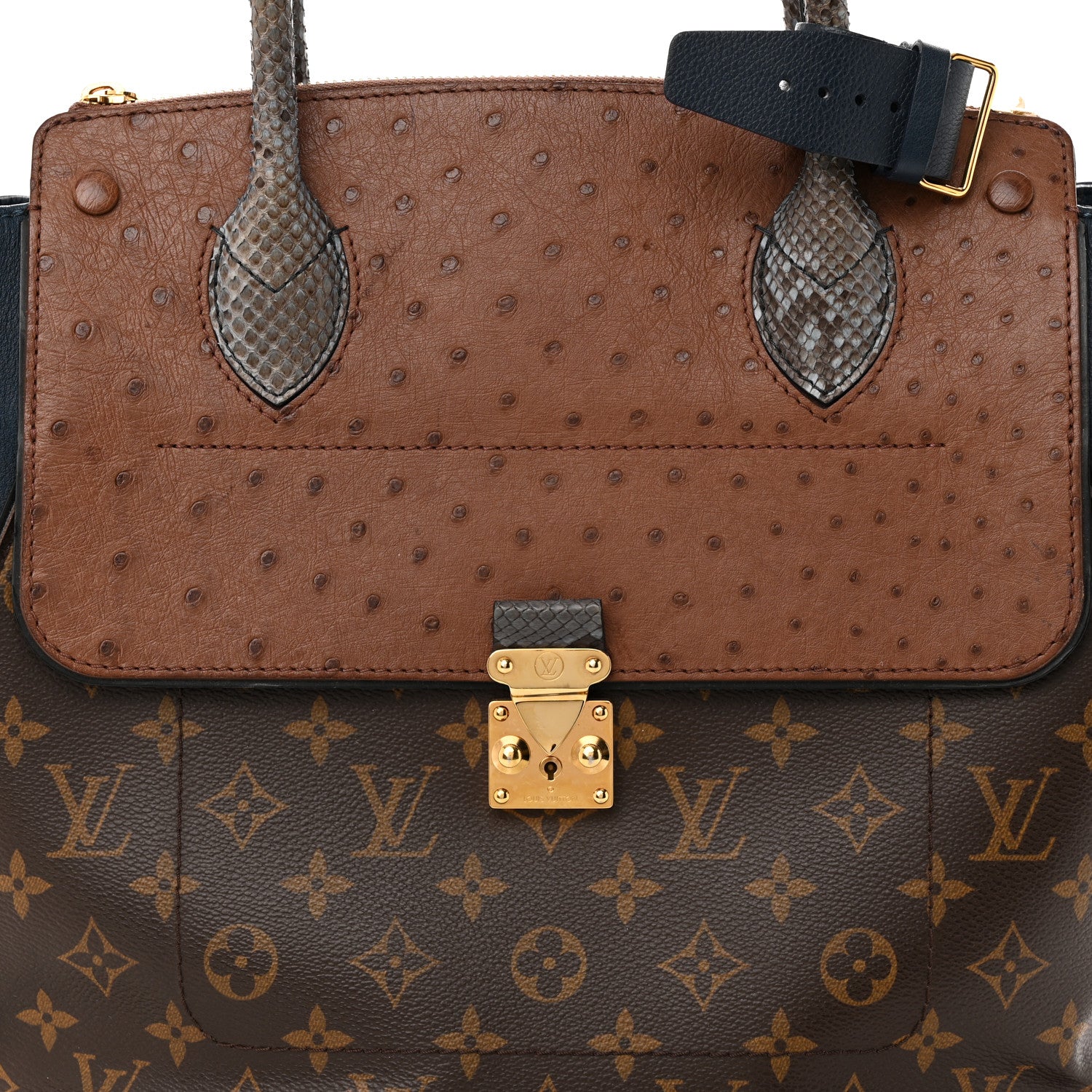 Louis Vuitton Ostrich Lizard Majestueux Tote MM Navy 7 of 13