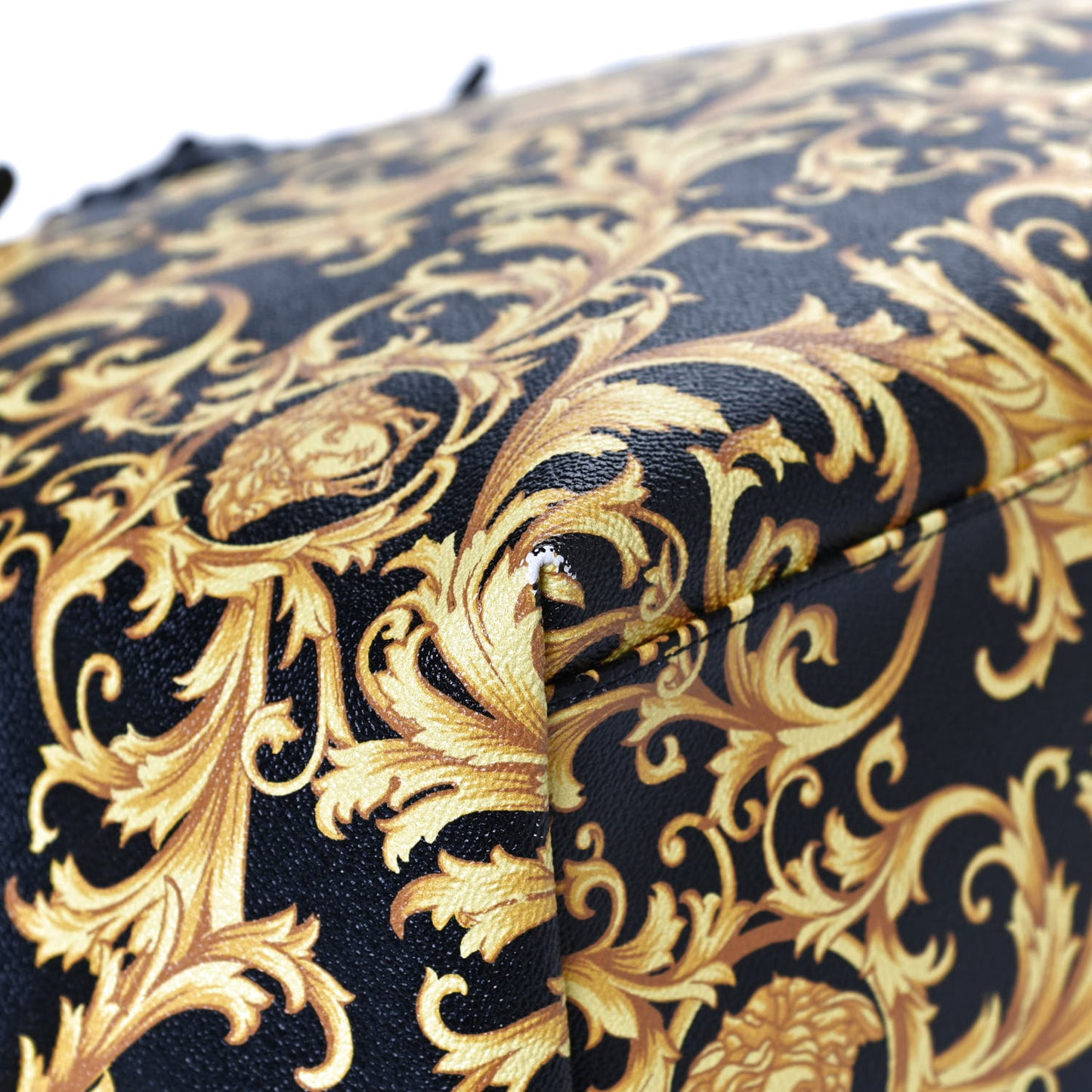 Grained Calfskin Baroque Print Medusa Tote Black