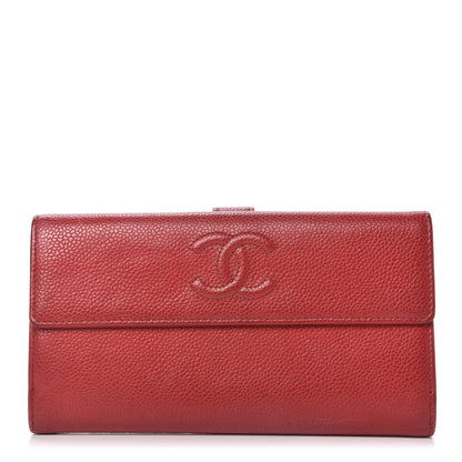 Chanel Caviar CC Long Flap French Wallet Red 1 of 12