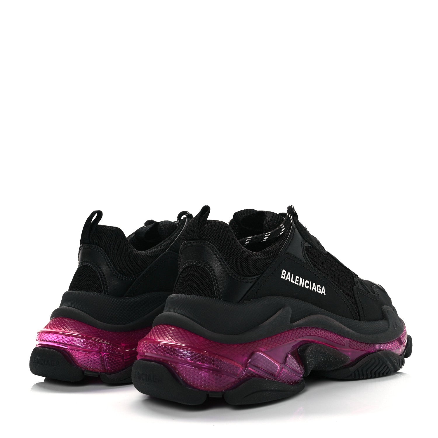 Balenciaga Fabric Mesh Clear Sole Womens Triple S Sneakers 39 Black Pink Neon 4 of 7