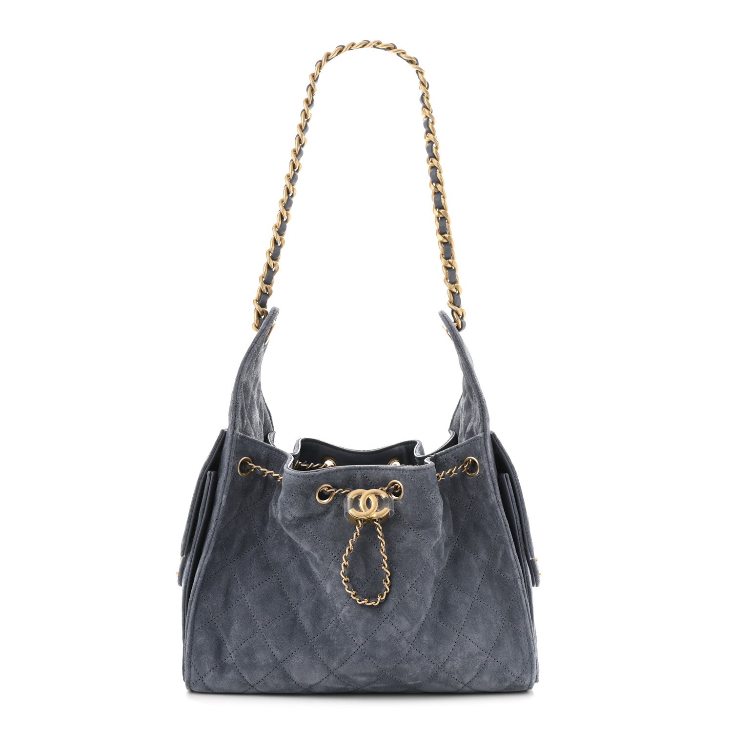 Chanel Suede Quilted Small Chanel 25 Handbag Blue 1 of 10