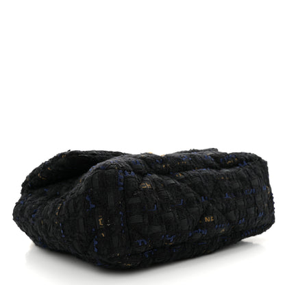 Chanel Tweed Quilted Medium Chanel 19 Flap Black Navy Gold 4 of 10