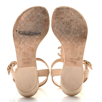 Chanel Lambskin Chain CC Logo Thong Sandals 35.5 Beige 5 of 9