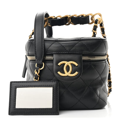 Chanel Calfskin Quilted Small Vanity Case With Chain Black 3 of 12