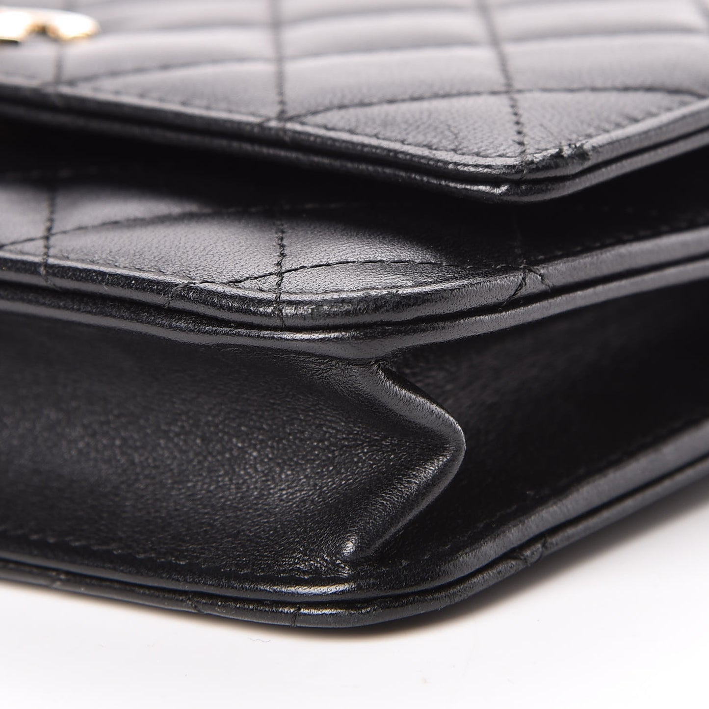 Lambskin Quilted Trendy CC Wallet On Chain WOC Black