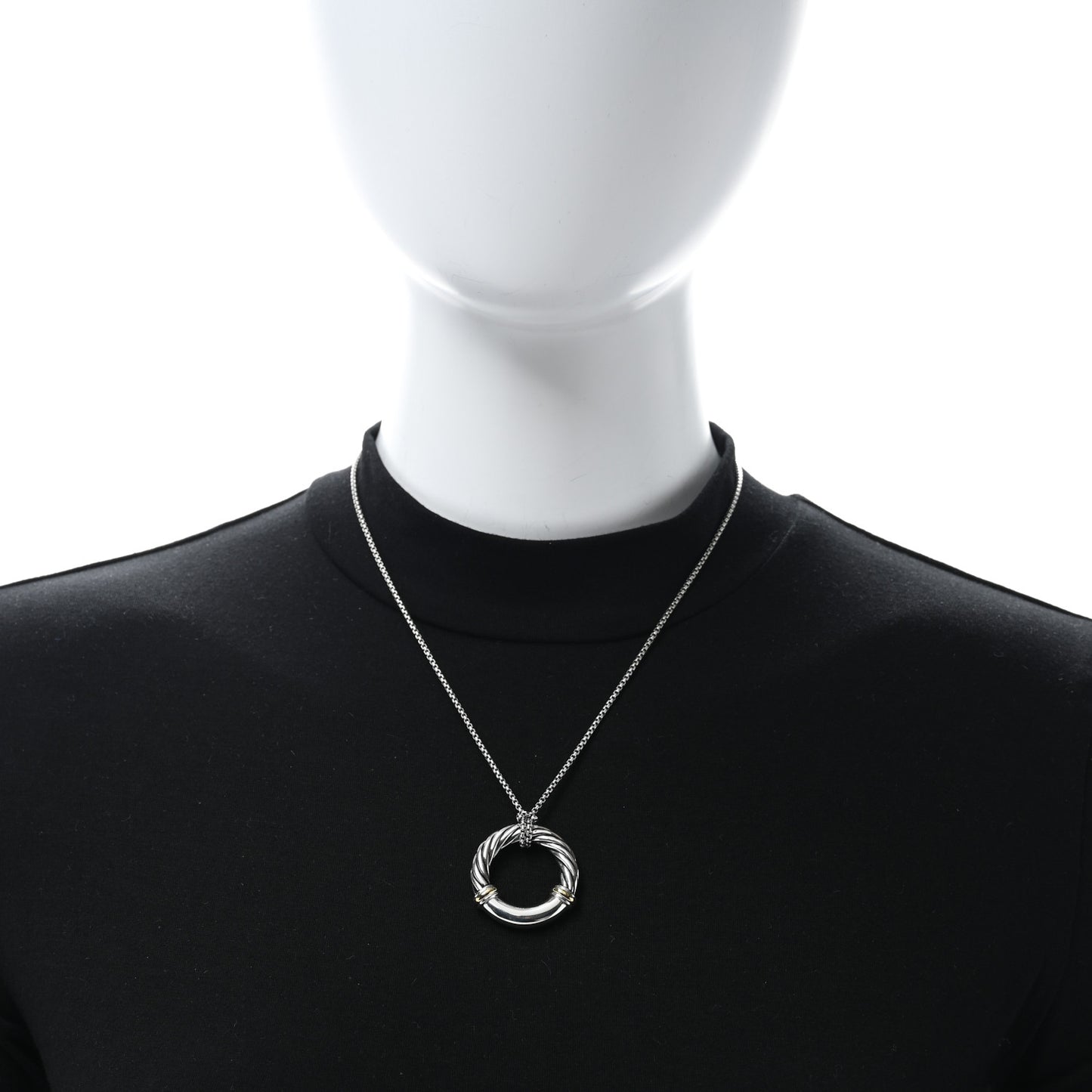 DAVID YURMAN Sterling Silver 18K Yellow Gold Metro Circle Pendant Necklace