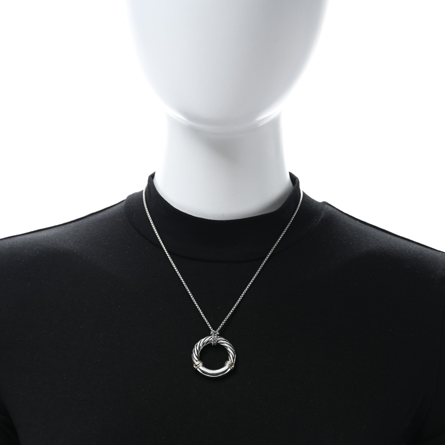 David Yurman DAVID YURMAN Sterling Silver 18K Yellow Gold Metro Circle Pendant Necklace 3 of 4