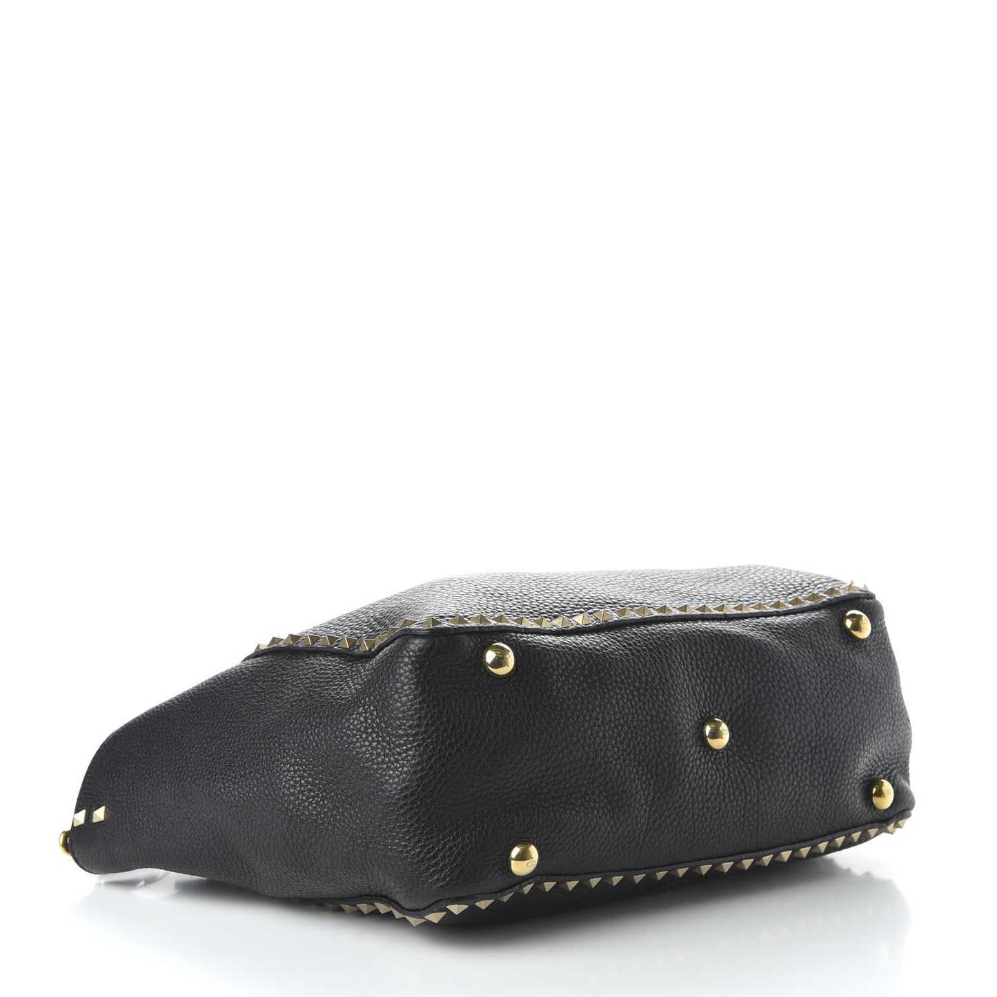 Pebbled Calfskin Beaded Medium Rockstud Tote Black