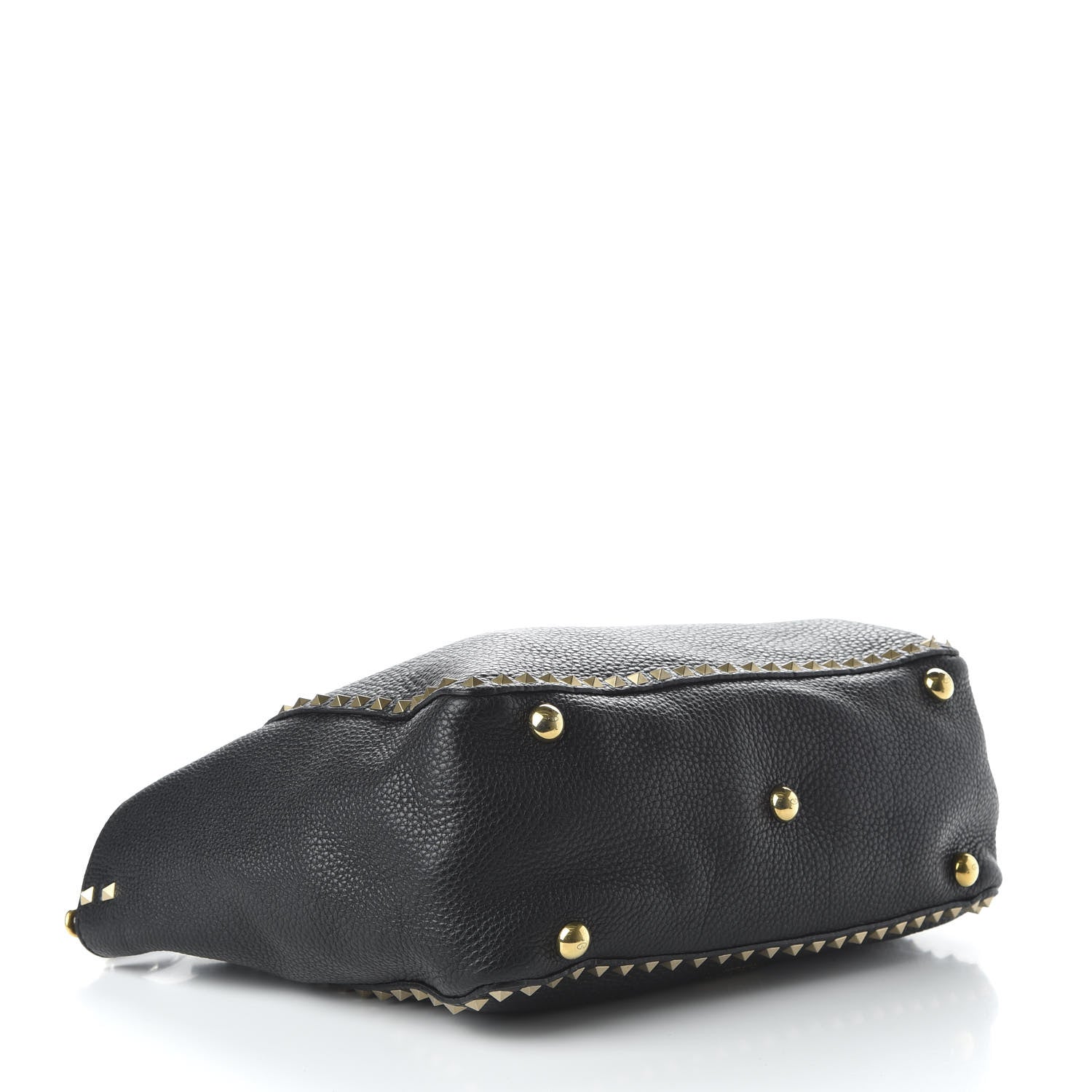 Valentino Garavani Pebbled Calfskin Beaded Medium Rockstud Tote Black 4 of 9