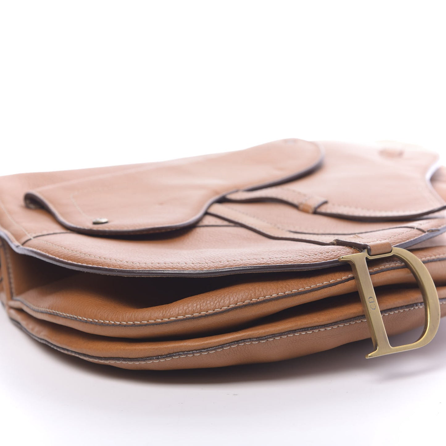 Calfskin Baudrier Saddle Bag Tan