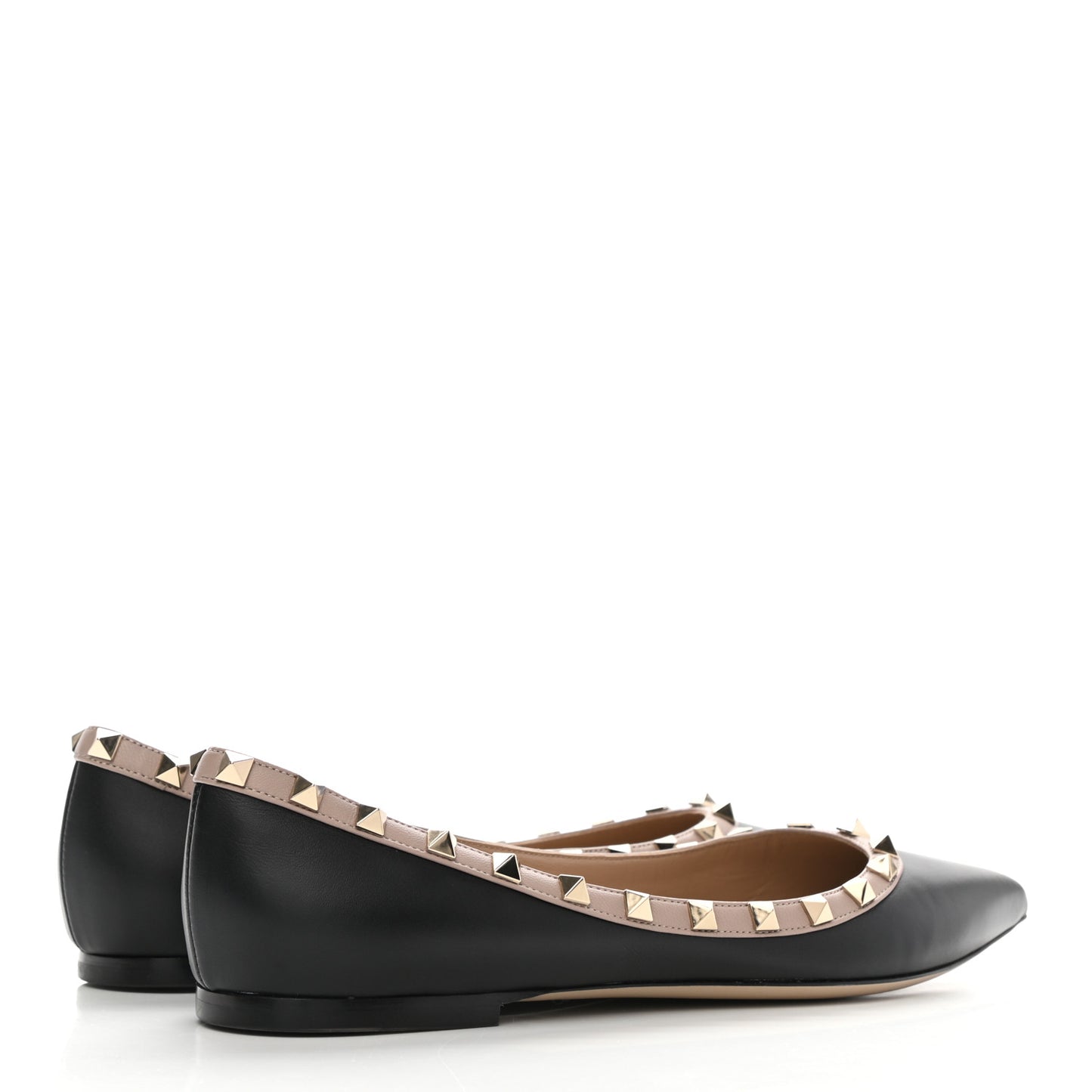 Vitello Rockstud Ballerina Flats 40 Black Poudre