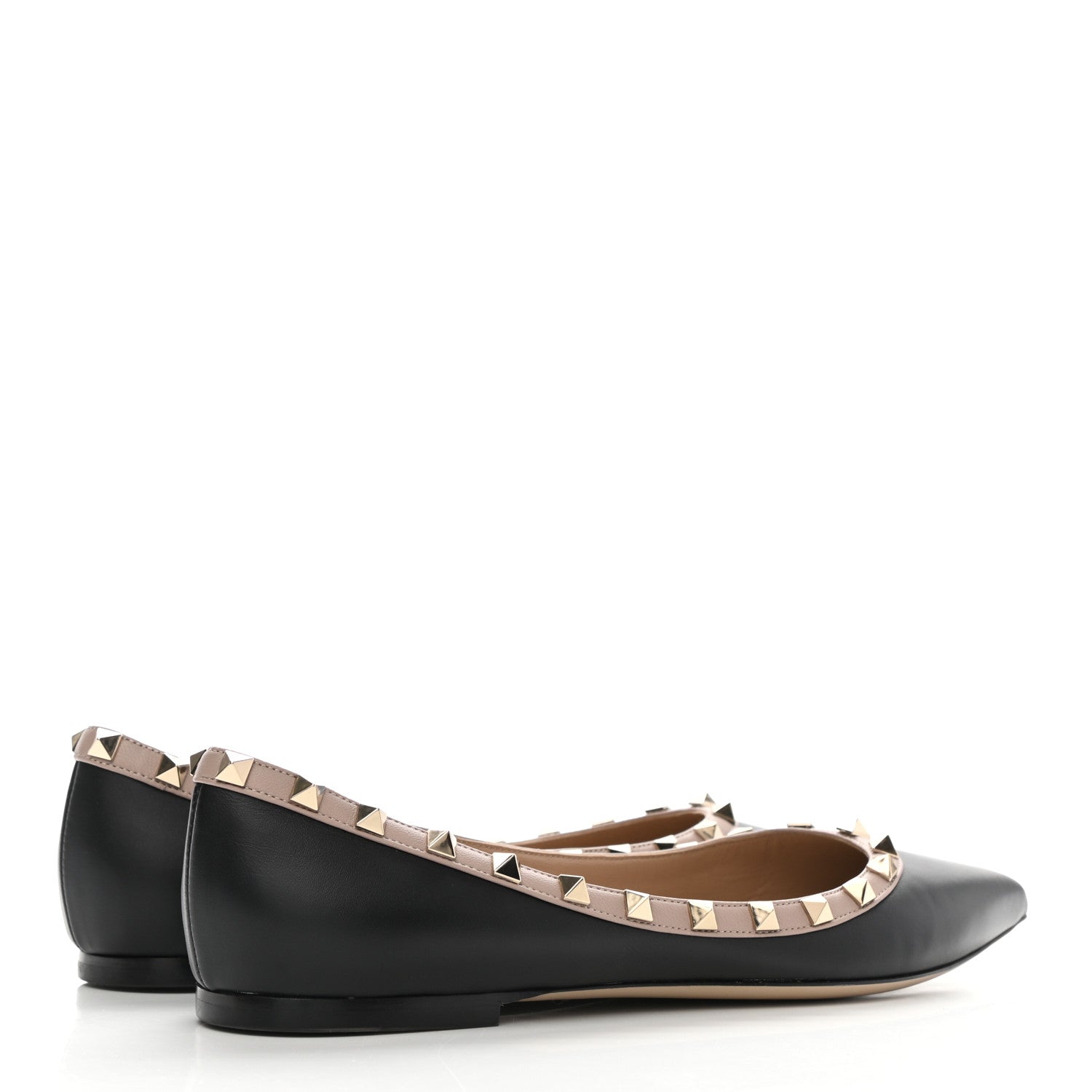 Valentino Garavani Vitello Rockstud Ballerina Flats 40 Black Poudre 4 of 11
